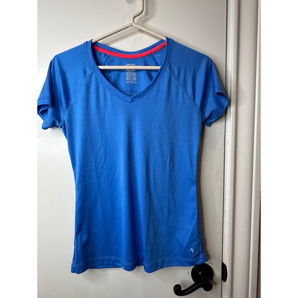 Danskin Now Tops - Danskin Now Womens Blue V-Neck Short Sleeve Athletic Training Shirt DL13T-006N S